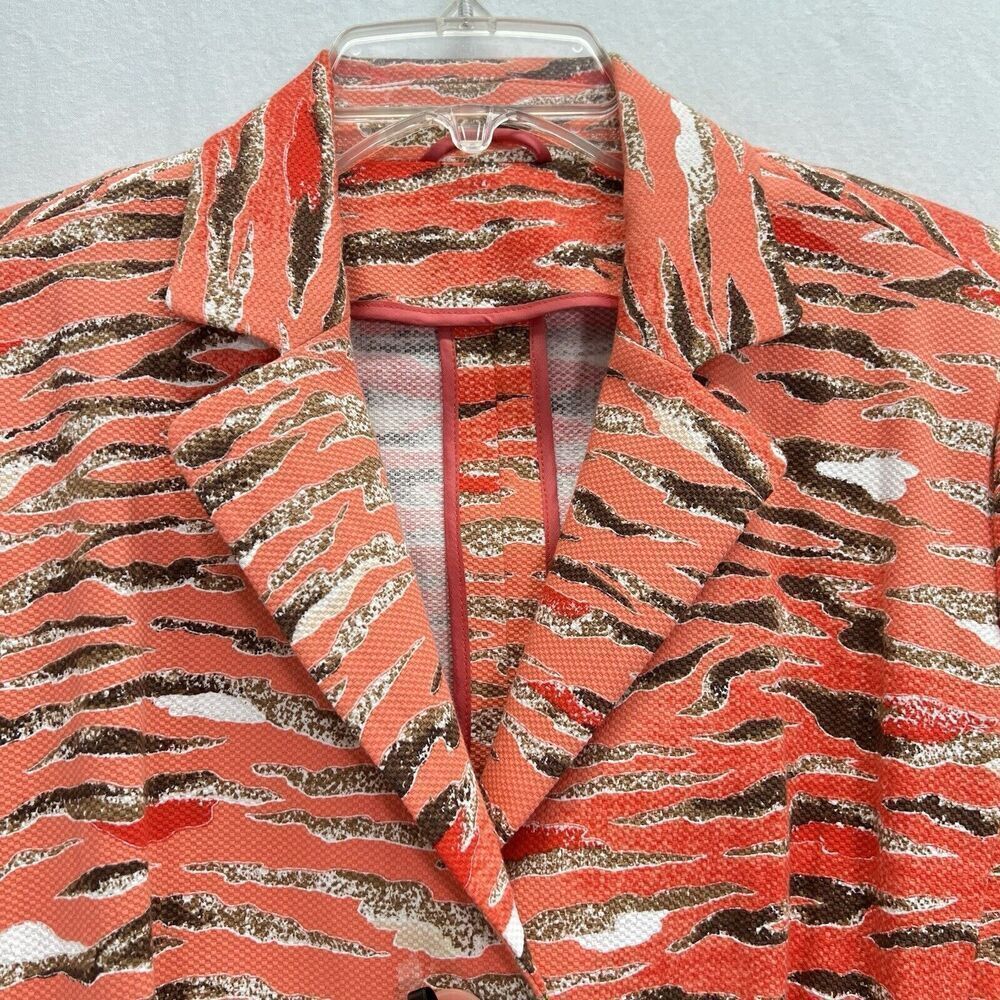 Algo of Switzerland Blazer Jacket Women XL Art To Wear Animal Print Orange Funky - Picture 5 of 13